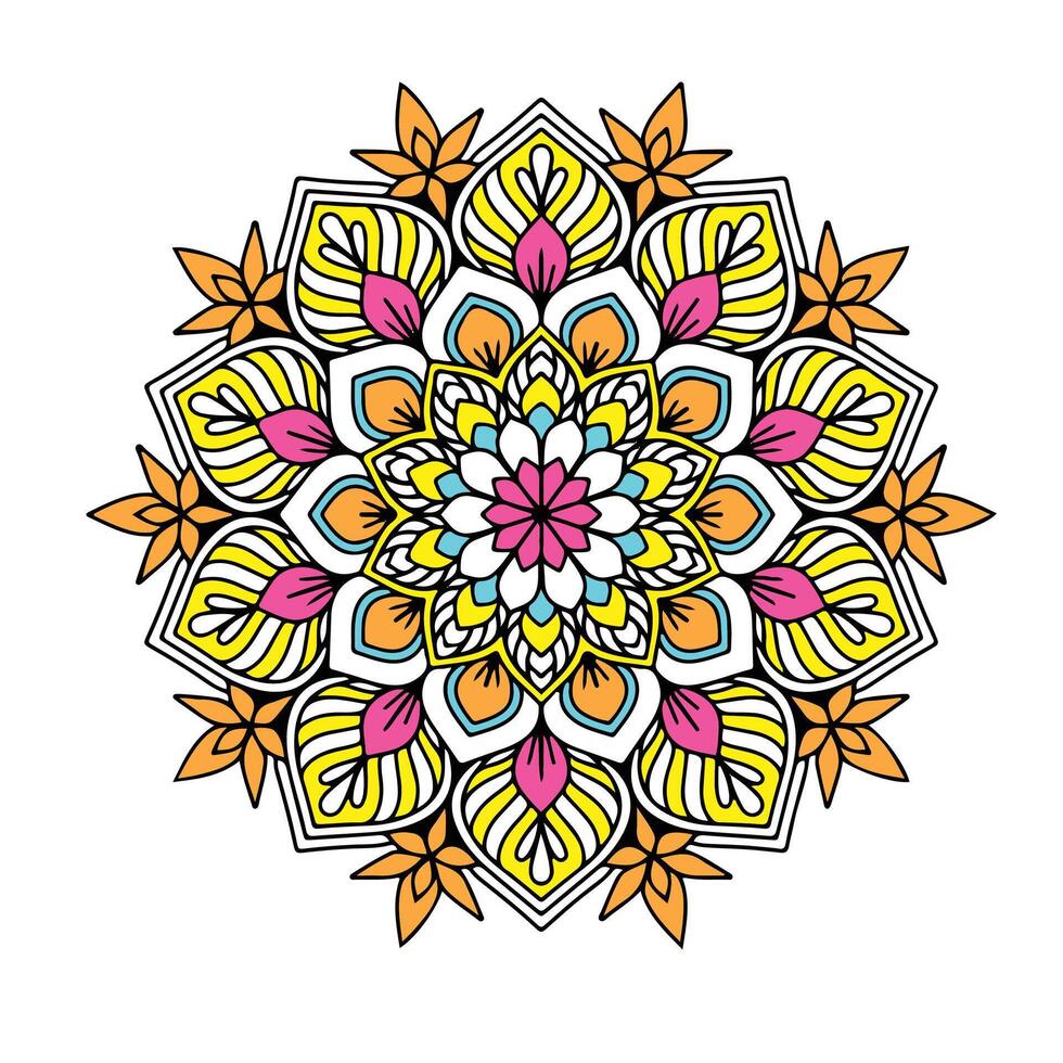 vetor mão desenhado rabisco mandala. étnico mandala com colorida tribal ornamento. isolado. brilhante cor