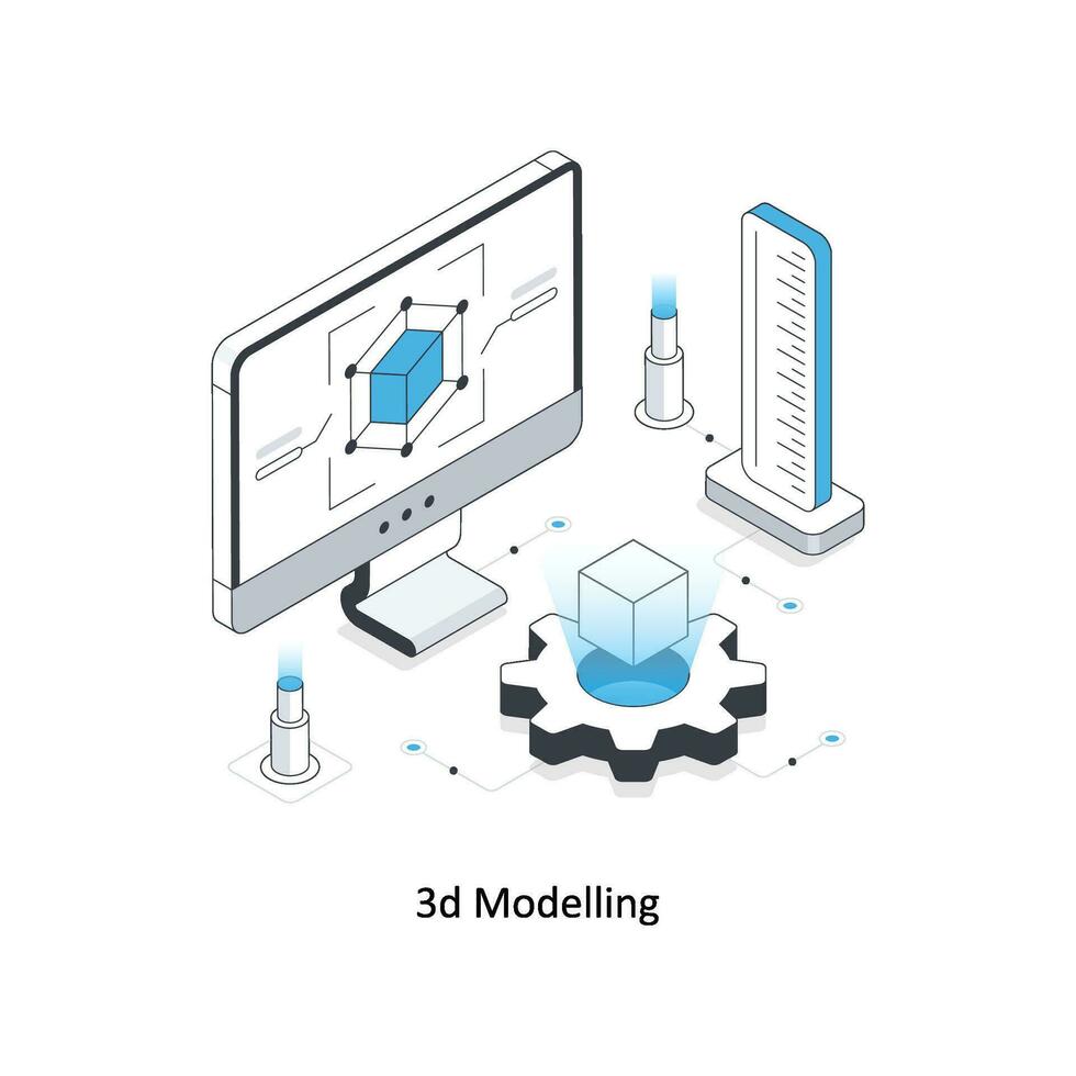 3d modelagem isométrico estoque ilustração. eps Arquivo vetor