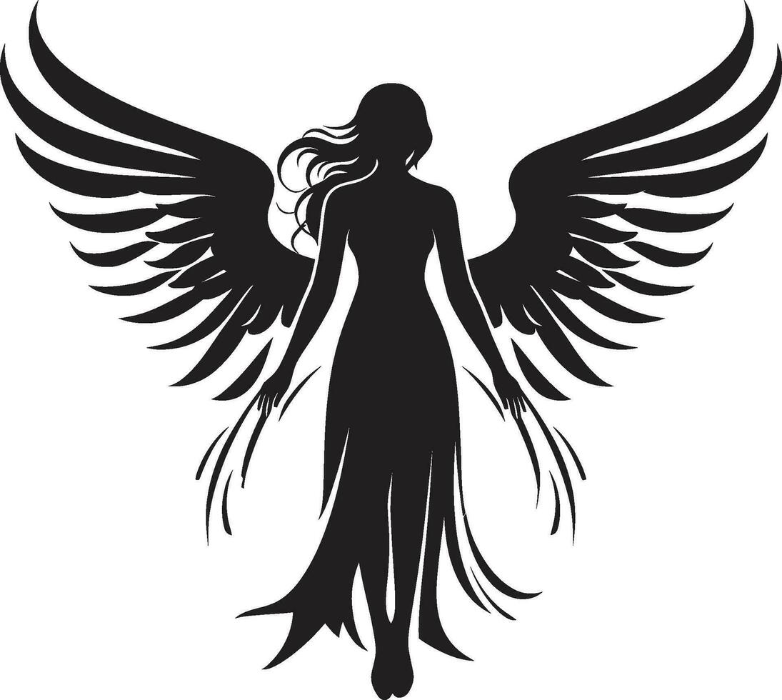 radiante etéreo vetor anjo emblema angélico beleza Preto asas ícone Projeto