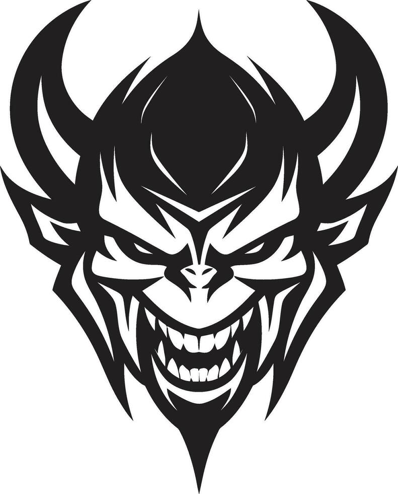 furioso inferno vetor Preto logotipo do diabo s face infernal fúria uma diabo s rosto dentro Preto vetor