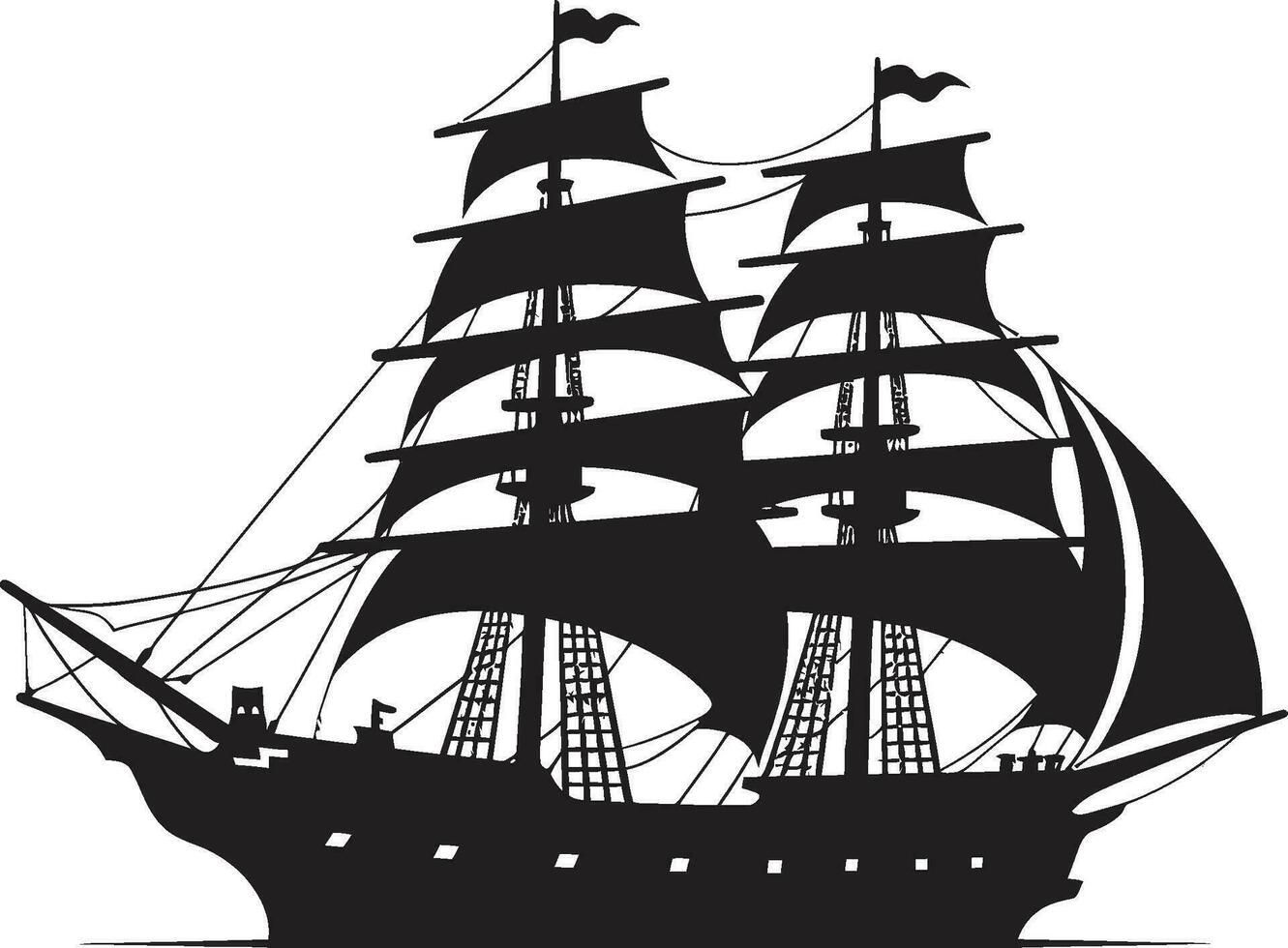 Eterno marinheiros Preto navio vetor ícone lendário Navegando vetor antigo navio emblema