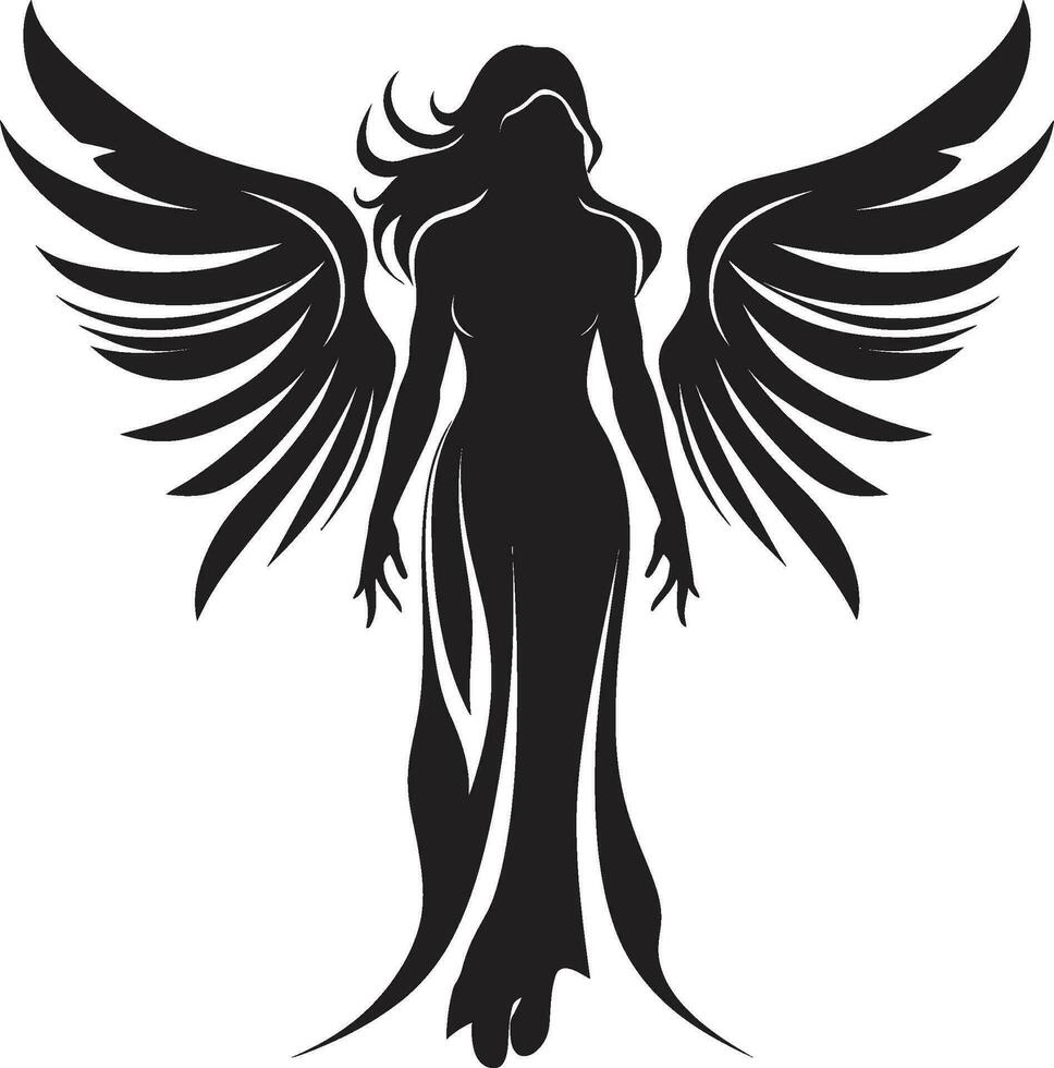 celestial aura anjo asas emblema celestial graça anjo asas emblemático ícone vetor