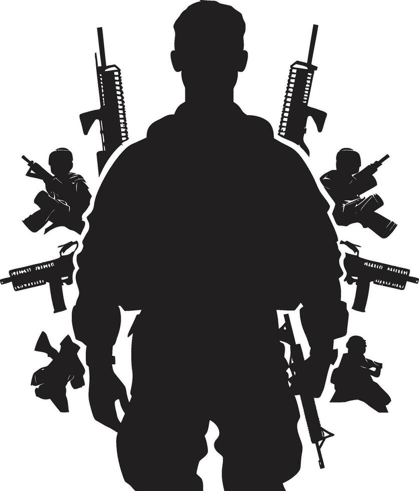 militante vigilância militar vetor Projeto batalha pronto Guerreiro Preto emblema
