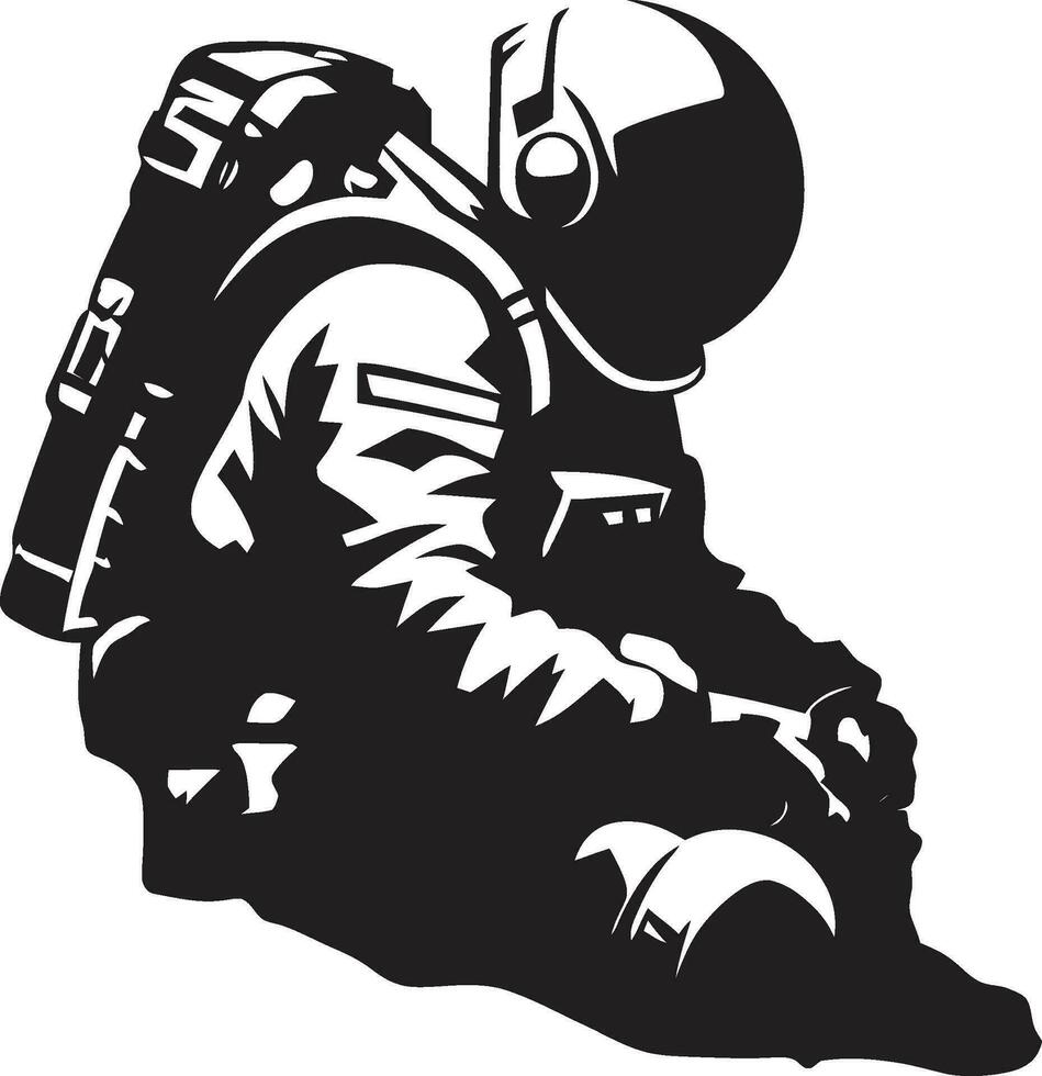cósmico viagem Preto astronauta logotipo ícone celestial pioneiro vetor espaço explorador