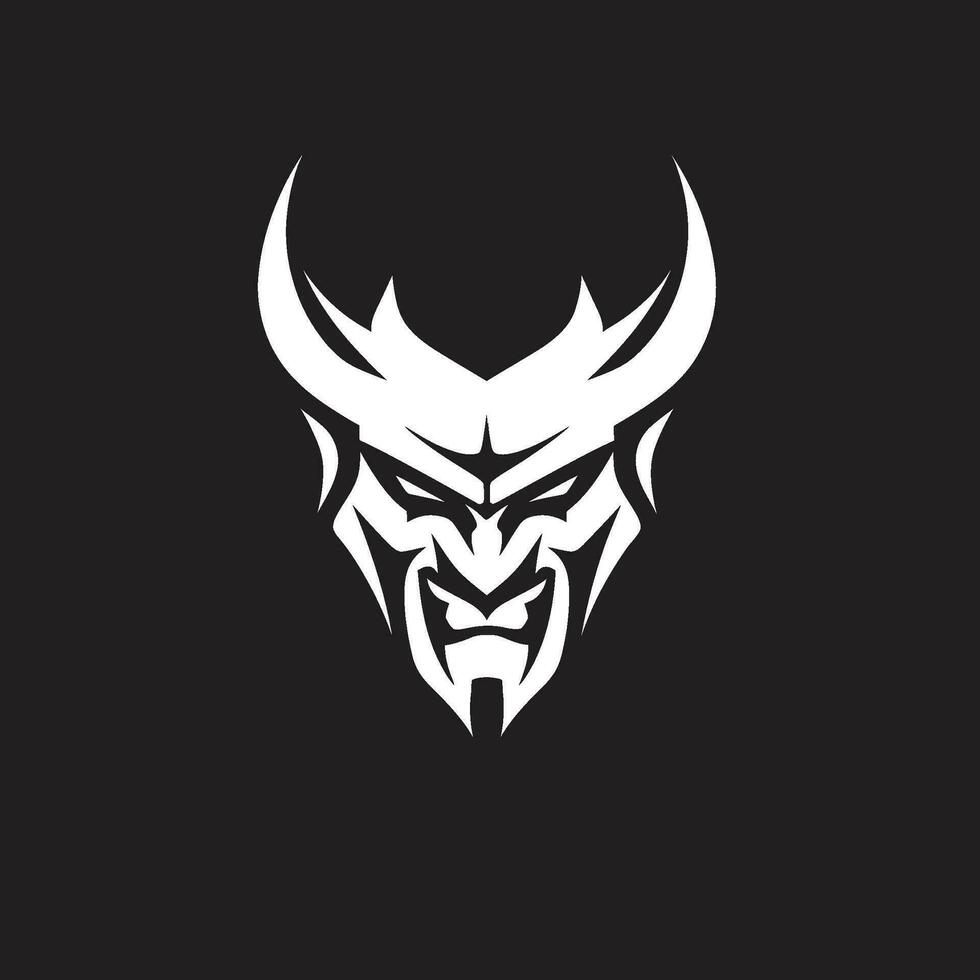 satânico olhar fixamente Preto ícone representando agressivo diabo s face furioso inferno agressivo diabo s face dentro vetor logotipo