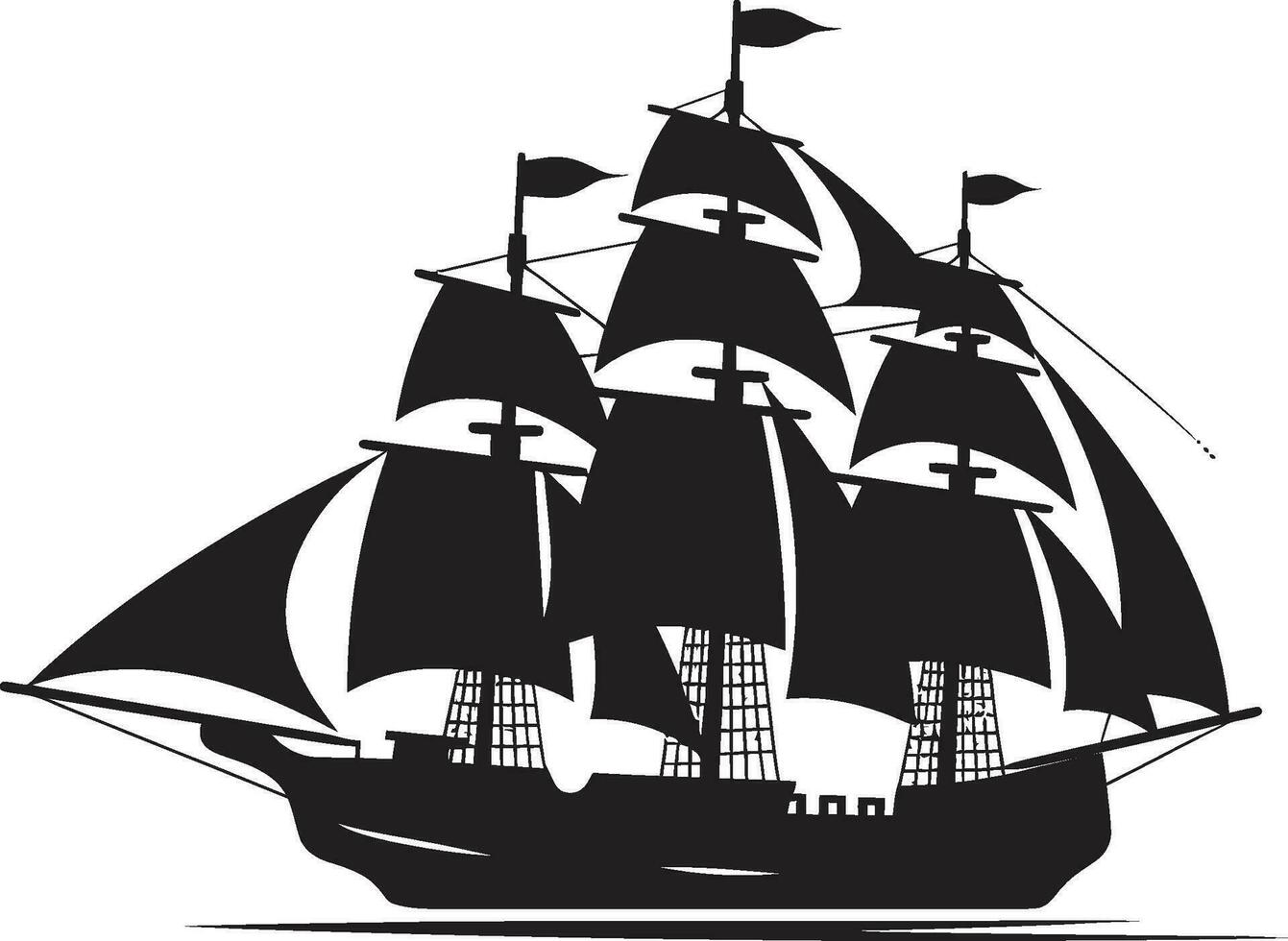 náutico relíquia antigo navio vetor ícone histórico marinheiros Preto navio emblema