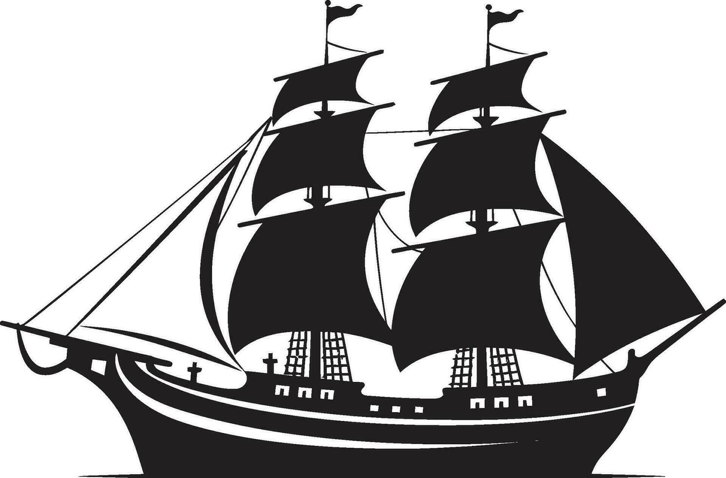 mítico viagem Preto navio emblema Antiguidade marinheiro vetor antigo navio