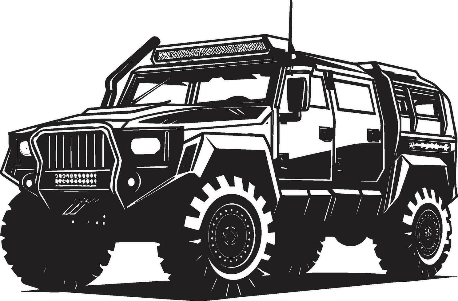 batalha pronto expedição 4x4 Preto logotipo defensiva reconhecimento militares veículo vetor Projeto