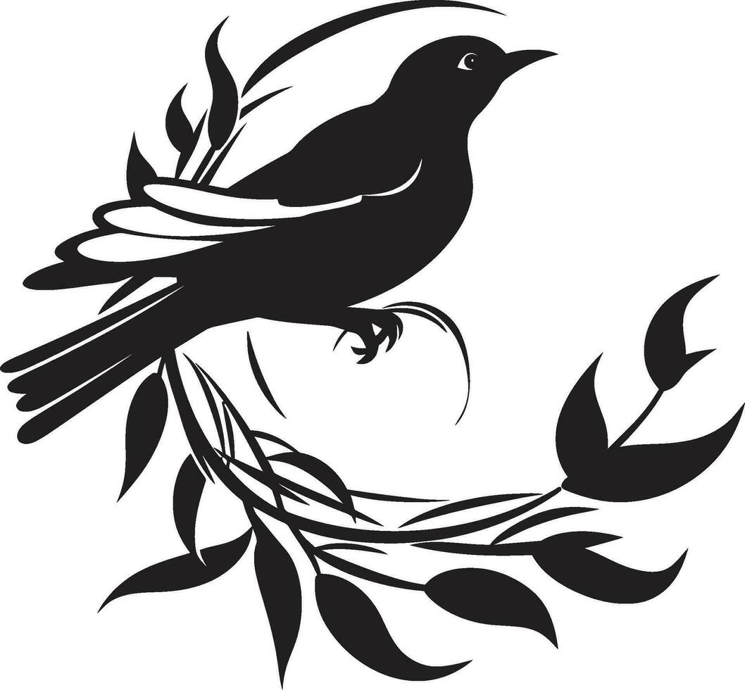 tecelão asas Preto pássaro ninho logotipo emplumado aninhamento vetor pássaro ícone