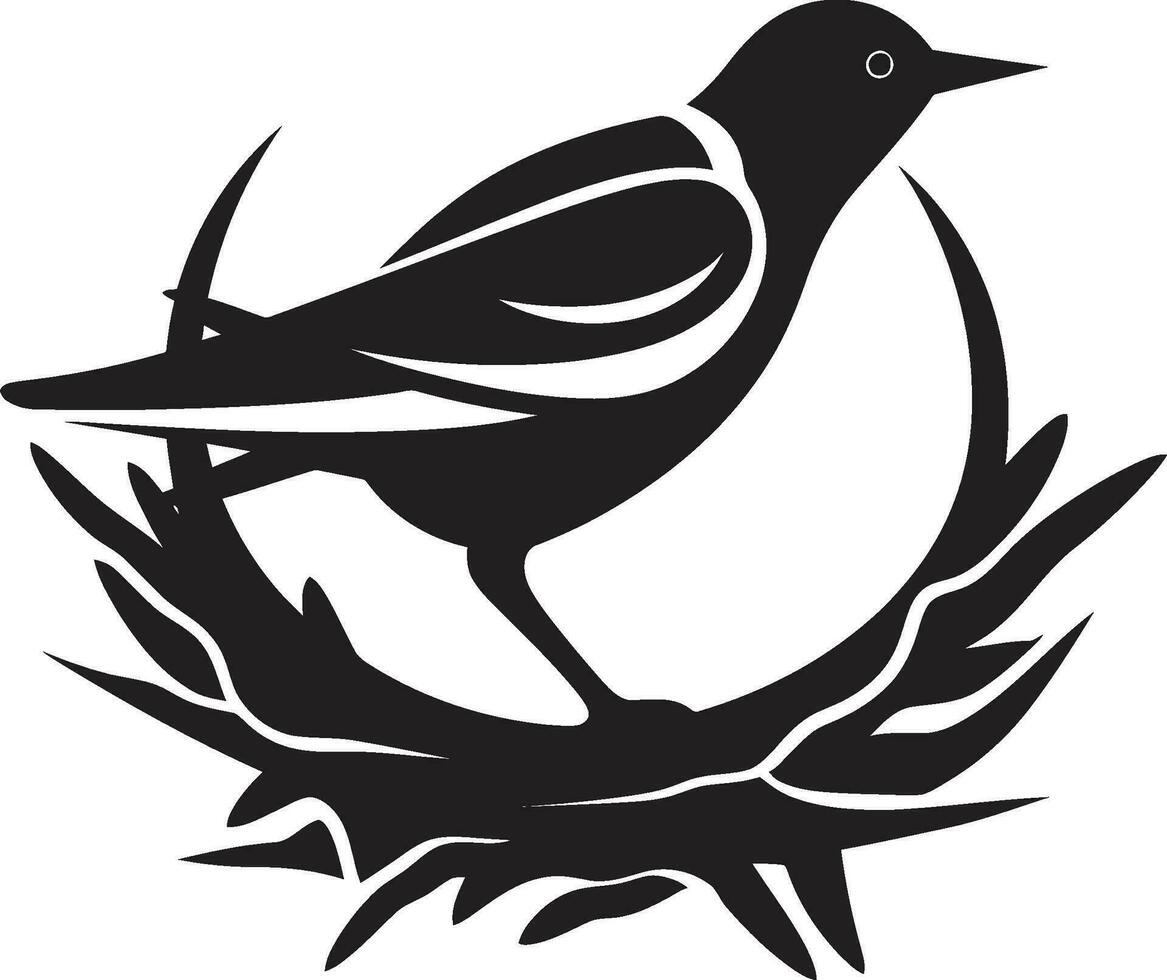 aéreo arte Preto ninho emblema pássaro s refúgio vetor ninho logotipo