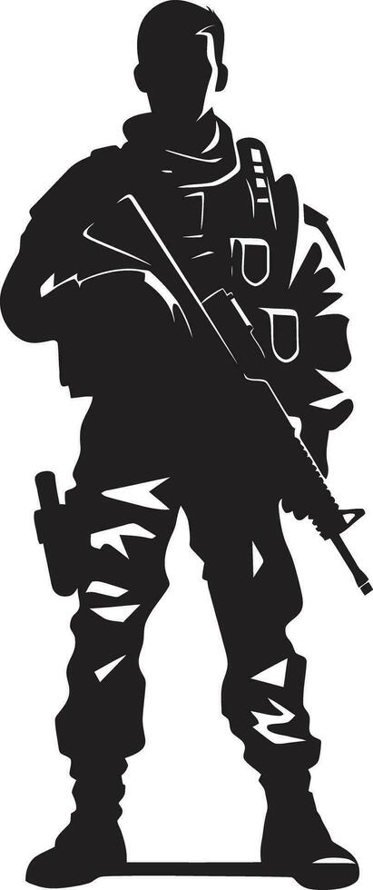 combate vigília armado forças vetor Projeto soldado s resolver Preto militar ícone