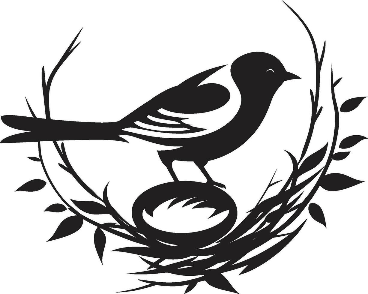 tecelagem asas vetor ninho emblema ninho aviária arte emblema