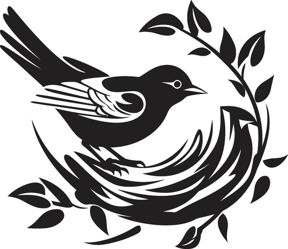 trabalhada poleiro vetor ninho logotipo aviário maven Preto pássaro ninho ícone