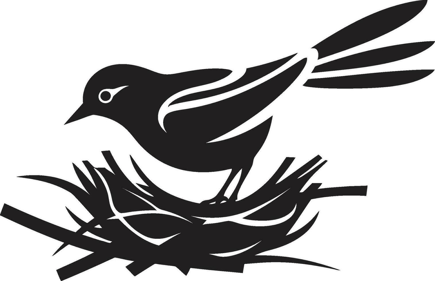 tecelão asas Preto pássaro ninho logotipo emplumado aninhamento vetor pássaro ícone