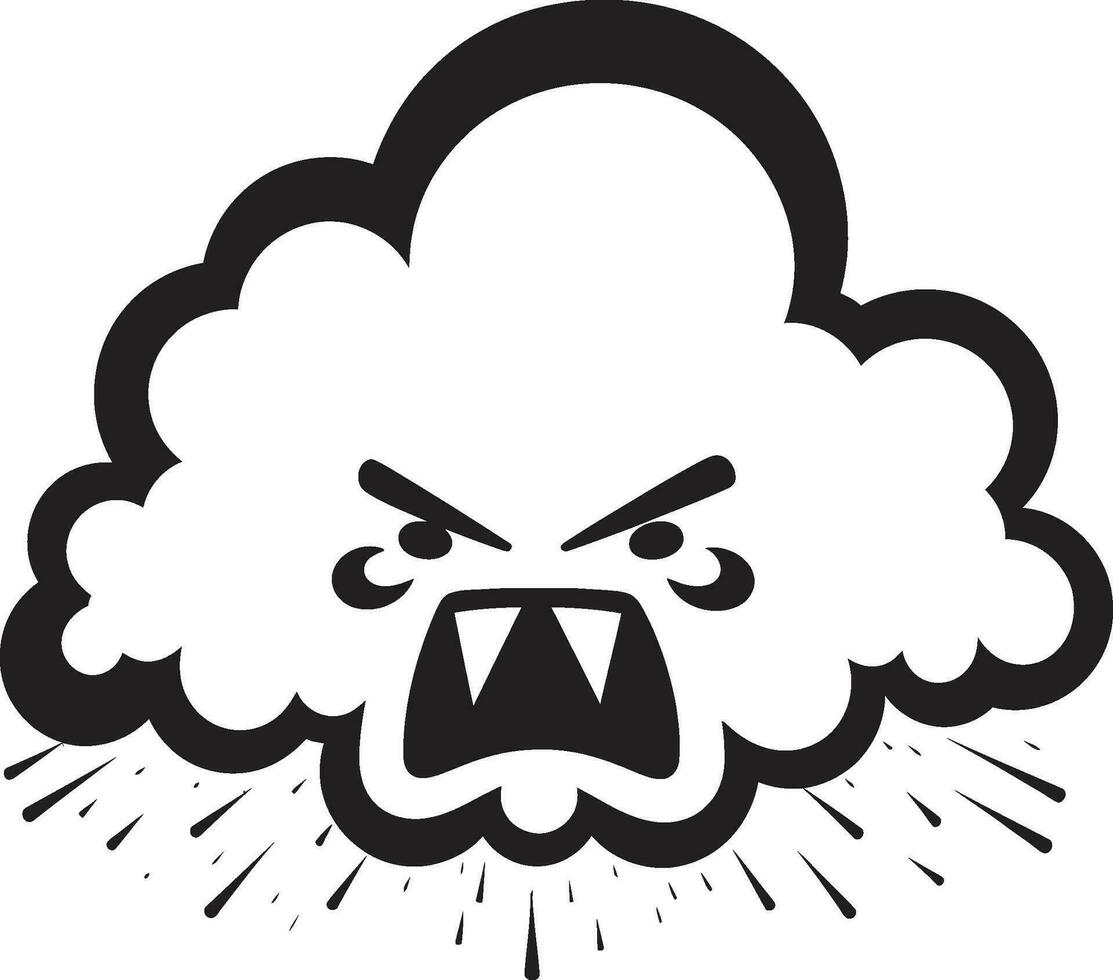 irado fúria Bravo vetor nuvem ícone furioso cumulus Preto nuvem desenho animado logotipo
