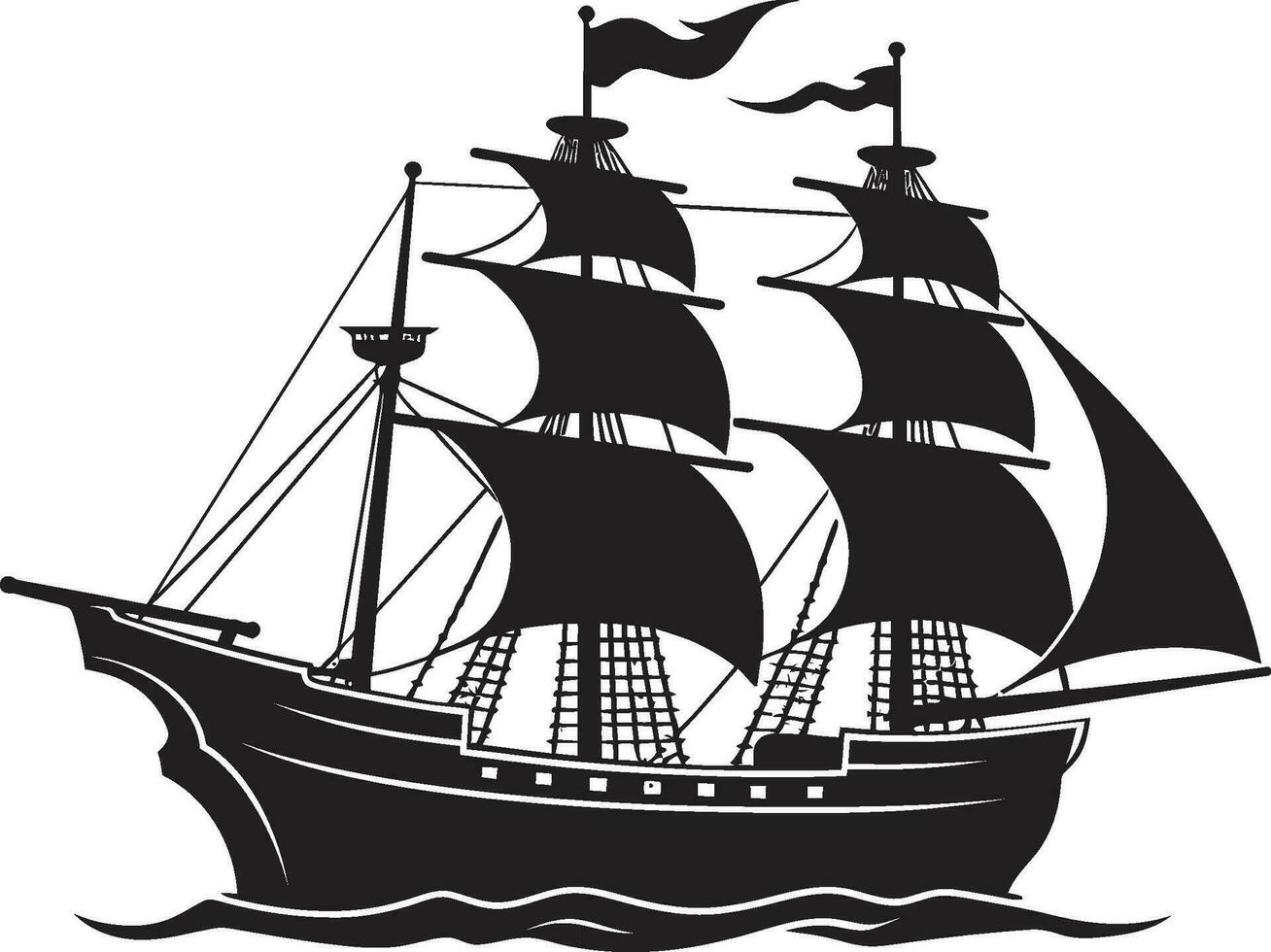 clássico marinheiros vetor navio ícone dentro Preto histórico odisséia antigo navio emblema