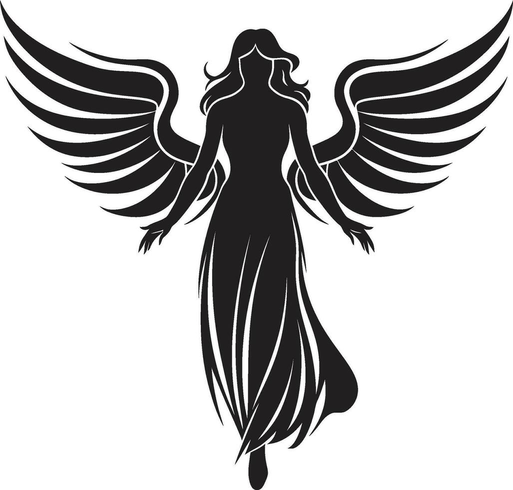 etéreo guardião vetor anjo ícone radiante serenidade Preto anjo logotipo
