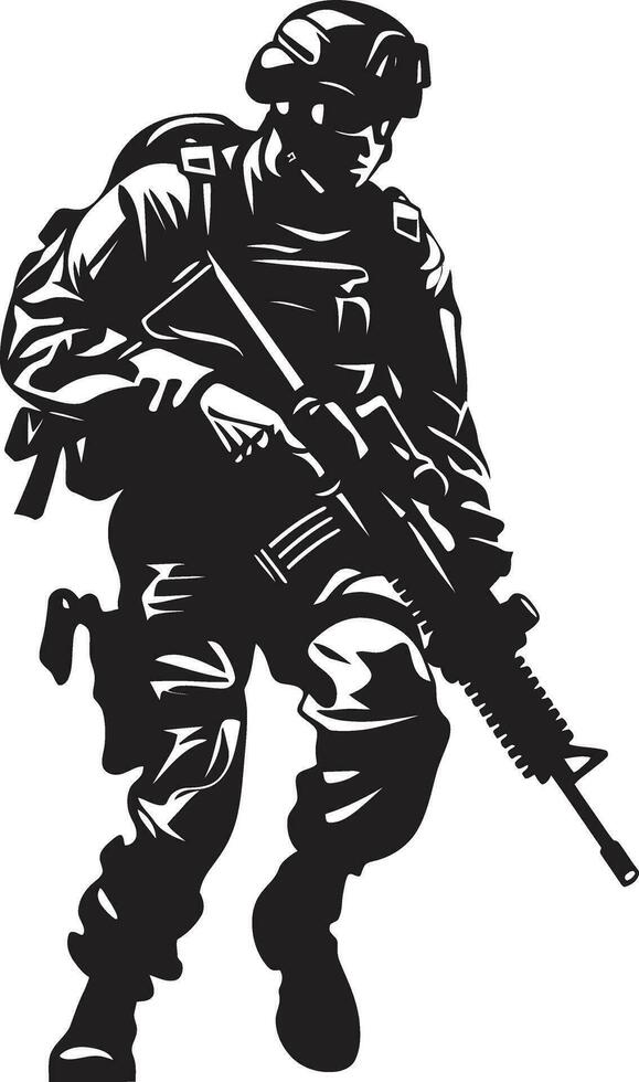 militante precisão armado forças emblema Projeto Guerreiro bravura Preto vetor soldado logotipo