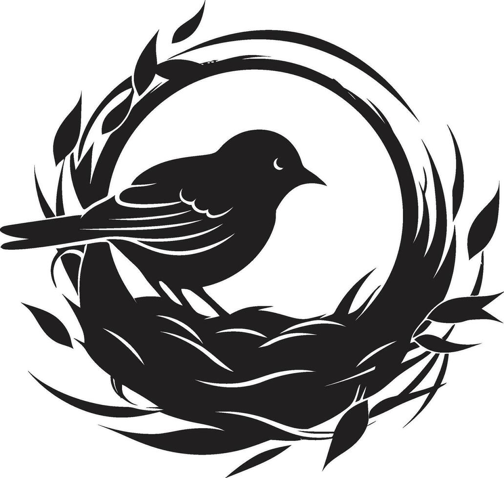 aéreo aninhamento Preto pássaro ícone Projeto ninho vetor pássaro icônico emblema