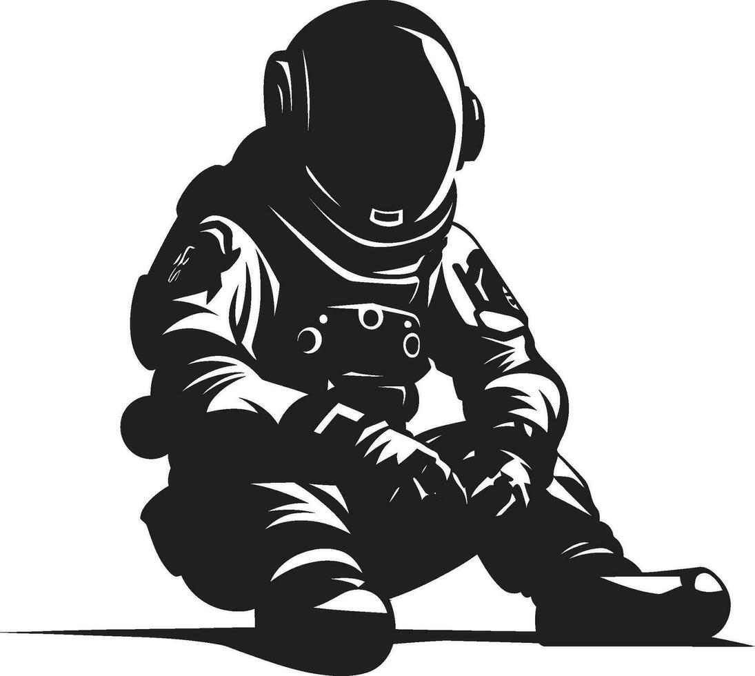 cosmos pioneiro Preto capacete logotipo galáctico explorador astronauta emblema Projeto vetor