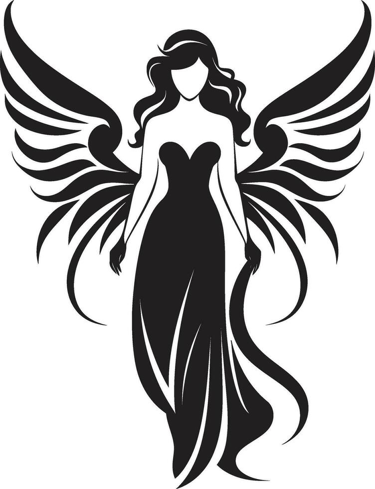 celestial graça anjo asas emblemático ícone divino serenidade Preto anjo logotipo Projeto vetor