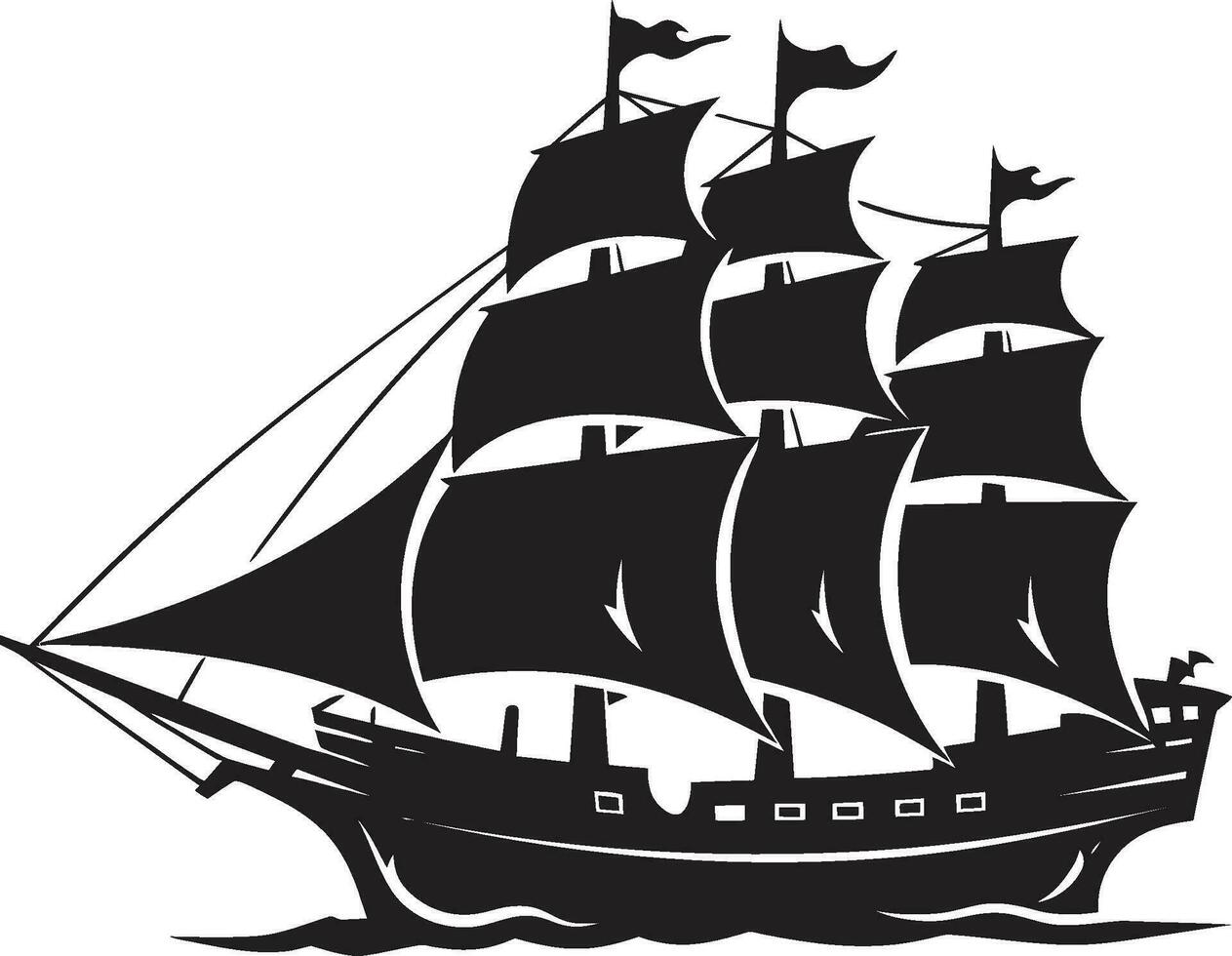 antigo odisséia vetor navio emblema Eterno viagem Preto antigo navio