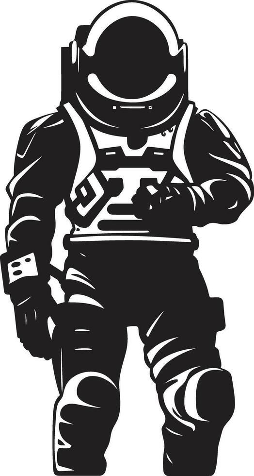 espaço pioneiro Preto capacete logotipo ícone galáctico viajante astronauta símbolo Projeto vetor