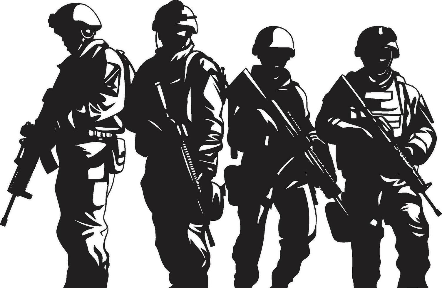 tático defesa corpo vetor exército grupo logotipo militante brigada Preto icônico militares Projeto