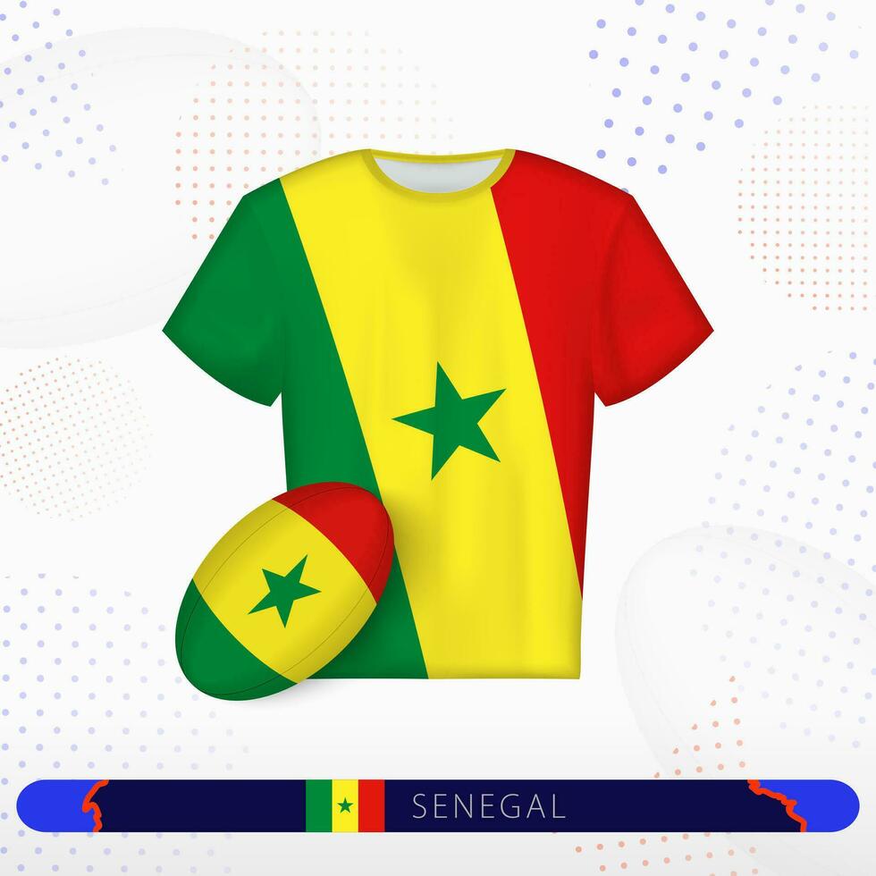 Senegal rúgbi jérsei com rúgbi bola do Senegal em abstrato esporte fundo. vetor