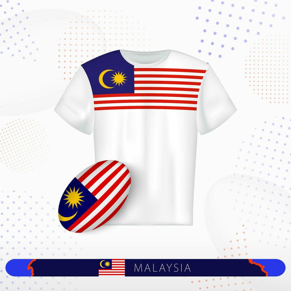 Malásia rúgbi jérsei com rúgbi bola do Malásia em abstrato esporte fundo. vetor