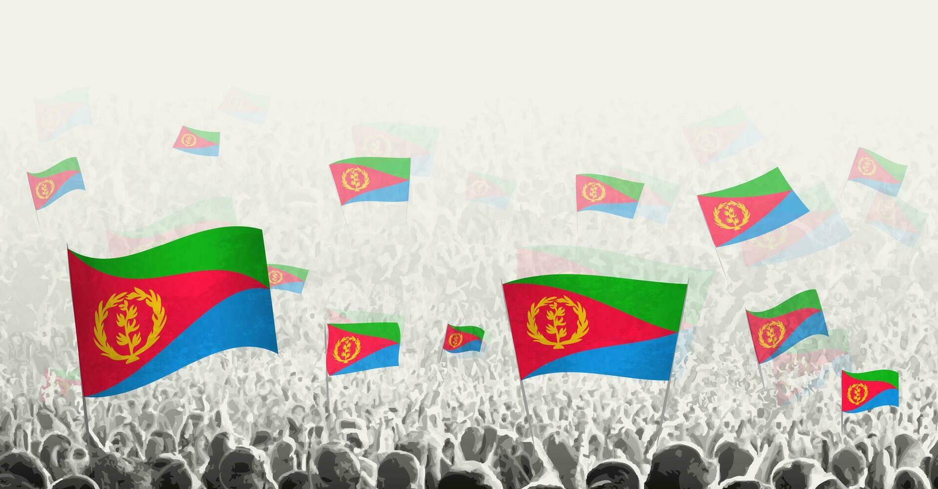 abstrato multidão com bandeira do eritreia. povos protesto, revolução, greve e demonstração com bandeira do eritreia. vetor