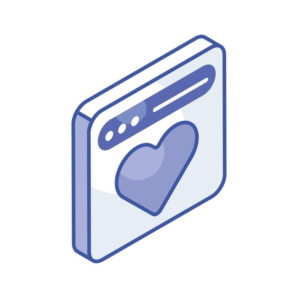 coração dentro página da web mostrando conceito ícone do namoro local na rede Internet vetor