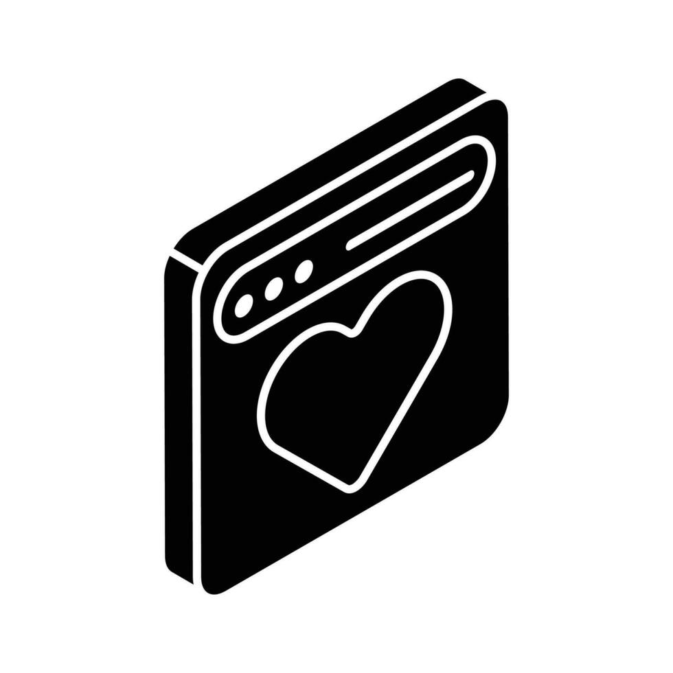 coração dentro página da web mostrando conceito ícone do namoro local na rede Internet vetor