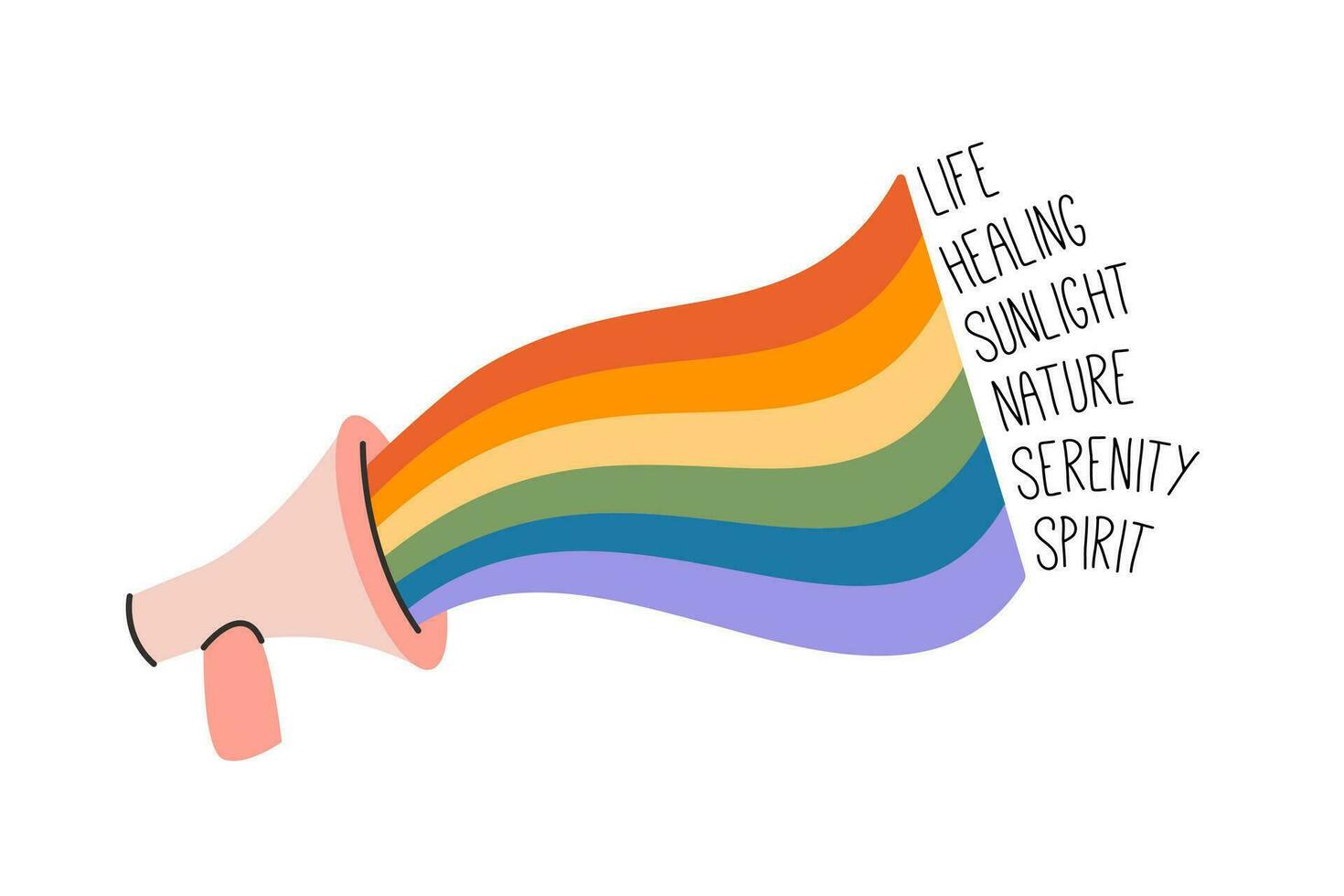 uma megafone com arco Iris lgbtq bandeira cores significado. Rosa Alto-falante com descrição do lgbt bandeira. criativo Projeto modelo, ícone ou gráfico elemento. orgulho mês cumprimento cartão. vetor ilustração.