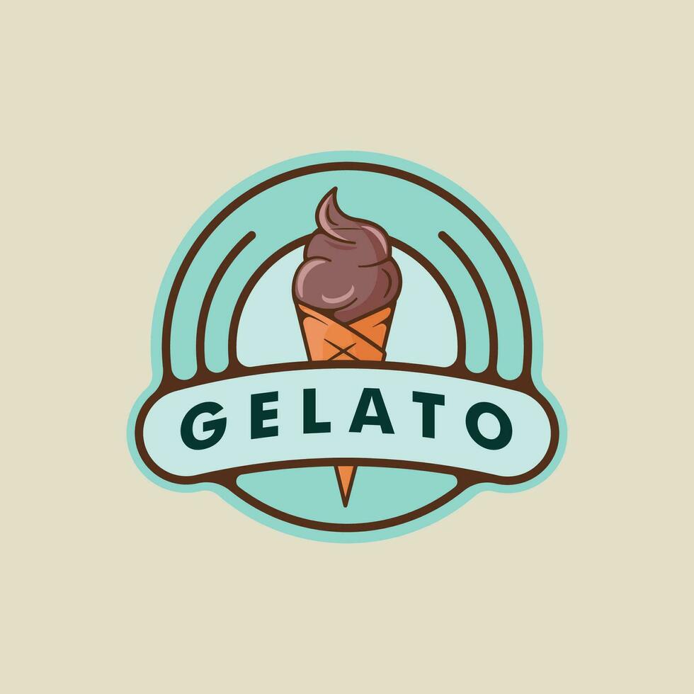 gelo creme logotipo vetor emblema ilustração modelo ícone gráfico Projeto. Comida congeladas sorvete ou sorveteria placa ou símbolo para fazer compras o negócio com círculo crachá desenho animado estilo conceito