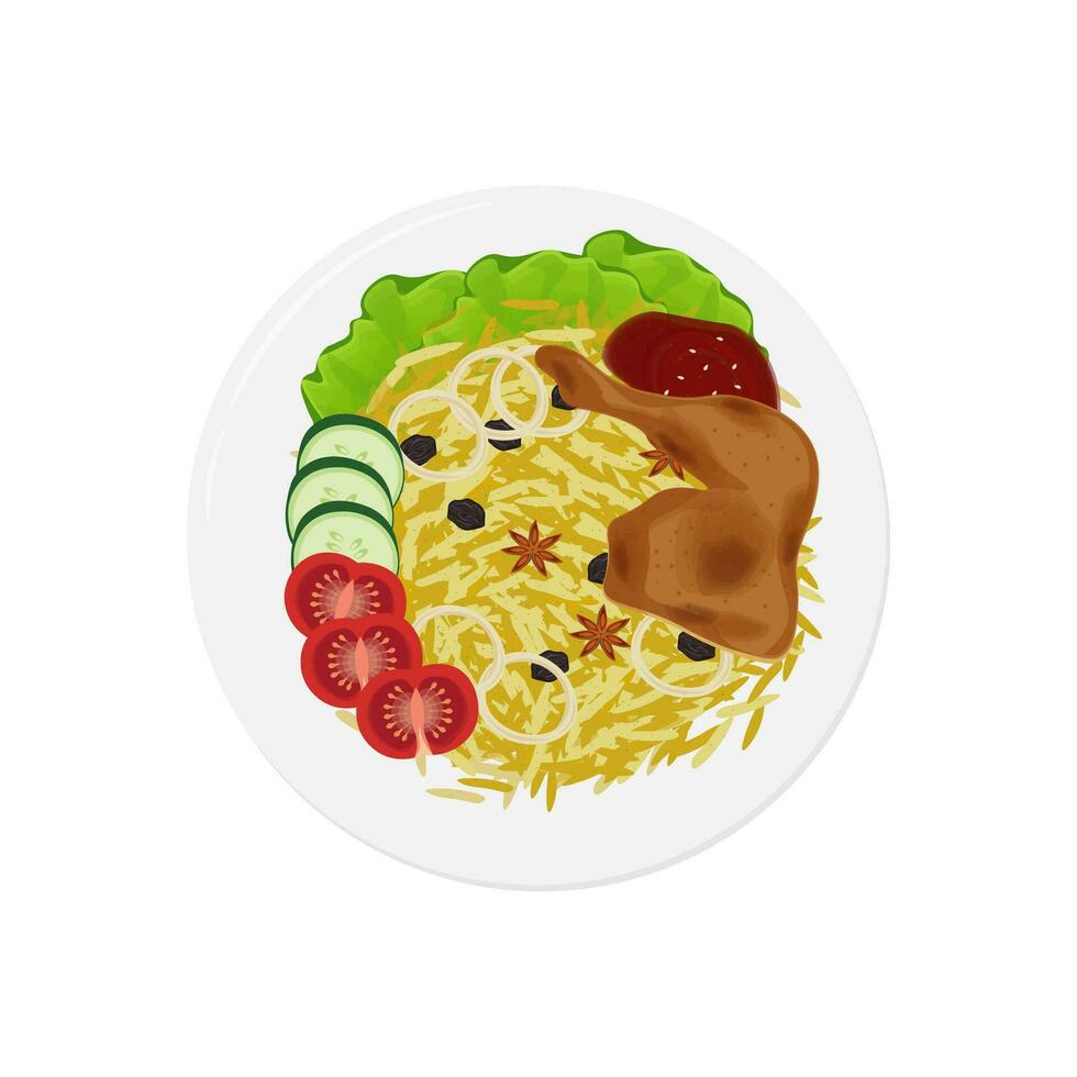 logotipo ilustração do topo Visão kebuli arroz ou nasi kebuli vetor