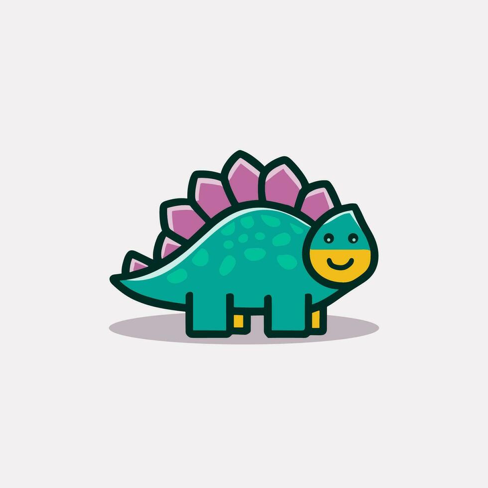 fofa kawaii dino moderno logotipo vetor