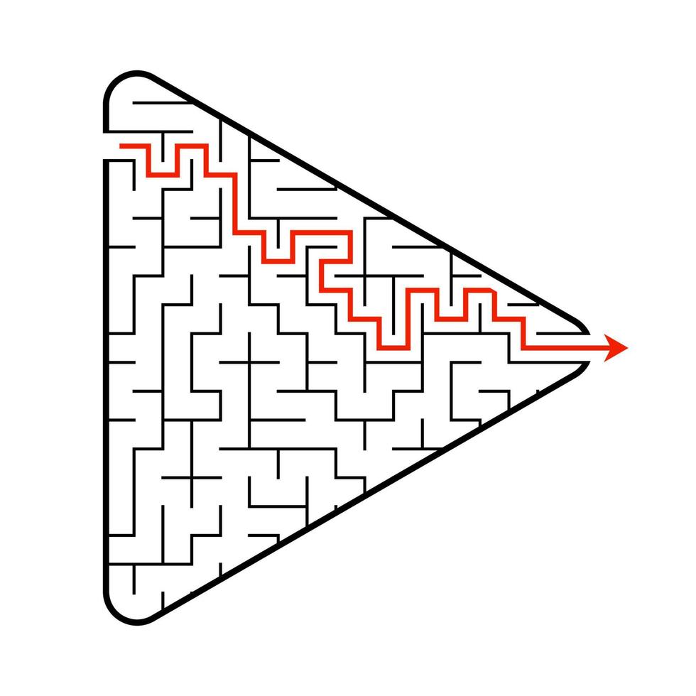 labirinto em forma de seta. jogo para crianças. quebra-cabeça para crianças. encontre o caminho certo. enigma do labirinto. ilustração em vetor plana isolada no fundo branco. com resposta.