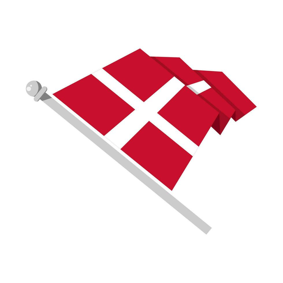 nacional bandeira do Dinamarca dentro plano estilo isolado em branco fundo, vetor ilustração
