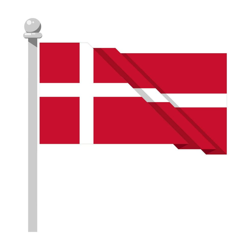 nacional bandeira do Dinamarca dentro plano estilo isolado em branco fundo, vetor ilustração