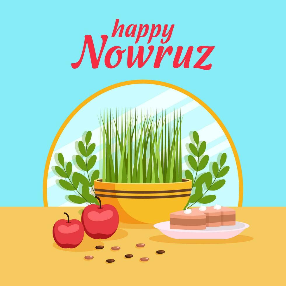 vetor feliz nowruz ilustração dentro plano Projeto estilo