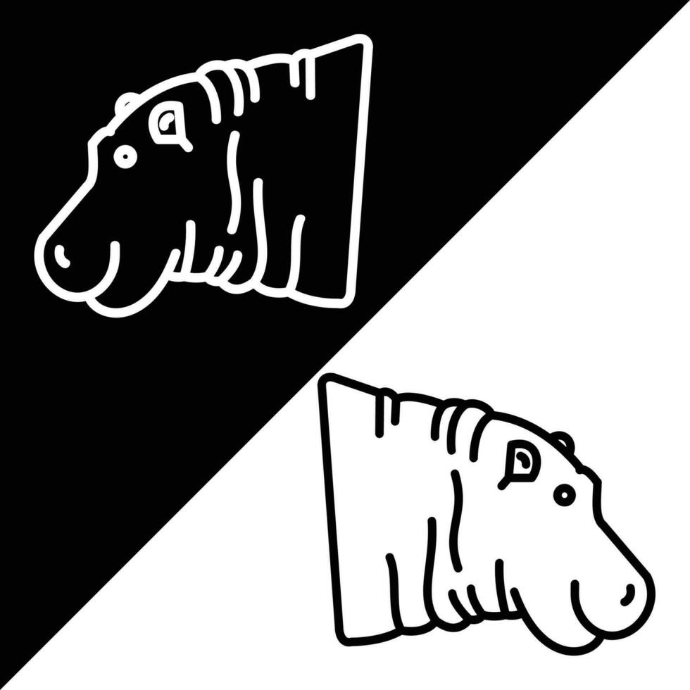 hipopótamo vetor ícone, linear estilo ícone, a partir de animal cabeça ícones coleção, isolado em Preto e branco fundo.