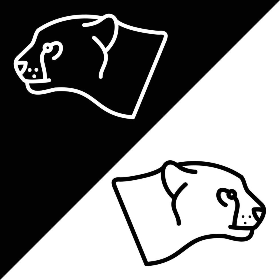 guepardo vetor ícone, linear estilo ícone, a partir de animal cabeça ícones coleção, isolado em Preto e branco fundo.