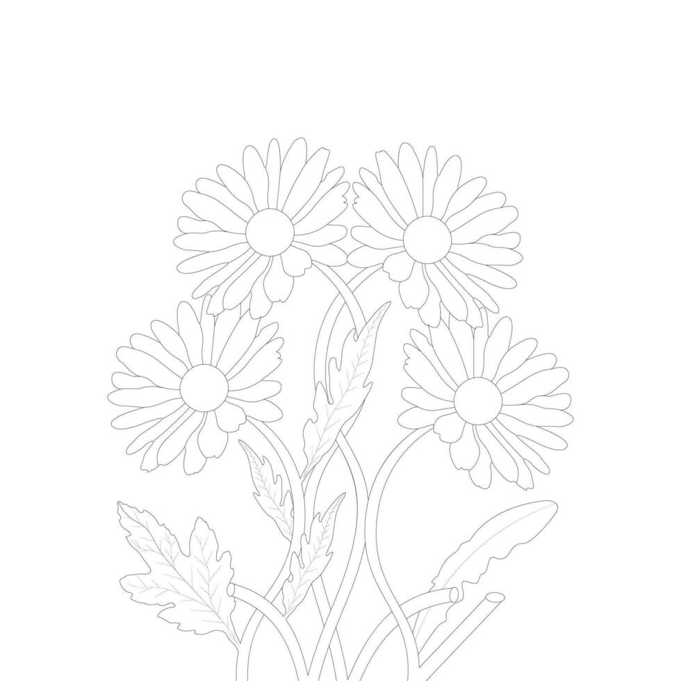 mão desenhado margarida flor linha arte ilustração vetor