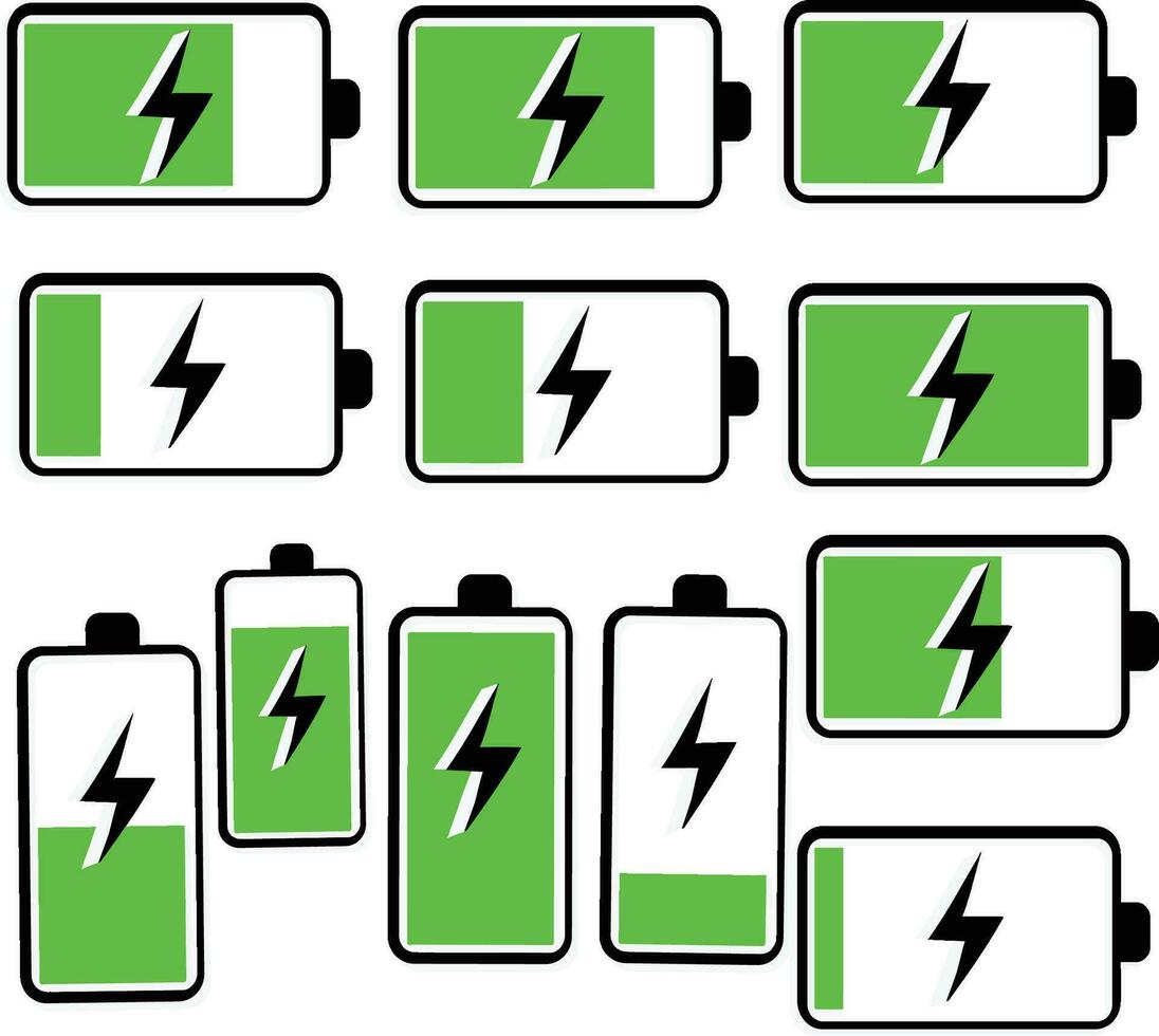 bateria cobrando nível ícones dentro verde cor vecto vetor