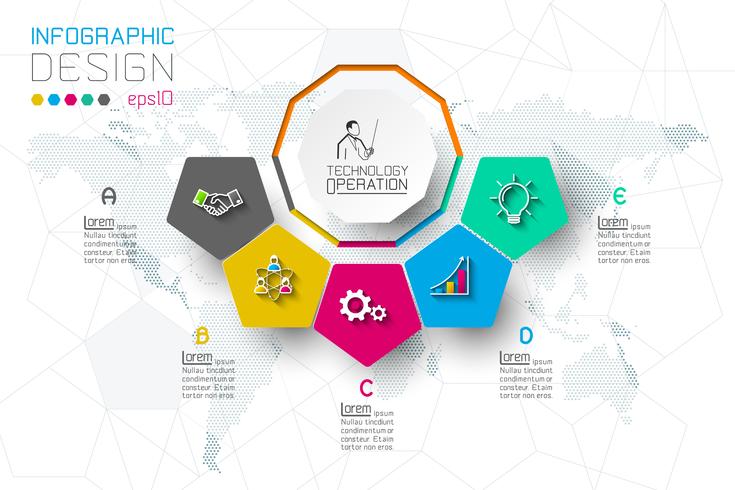 Opções de etapa de negócios e infográficos abstratos número modelo de opções. vetor