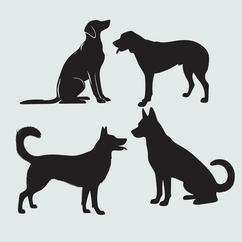 conjunto do silhuetas do cachorros em uma branco fundo, vetor ilustração