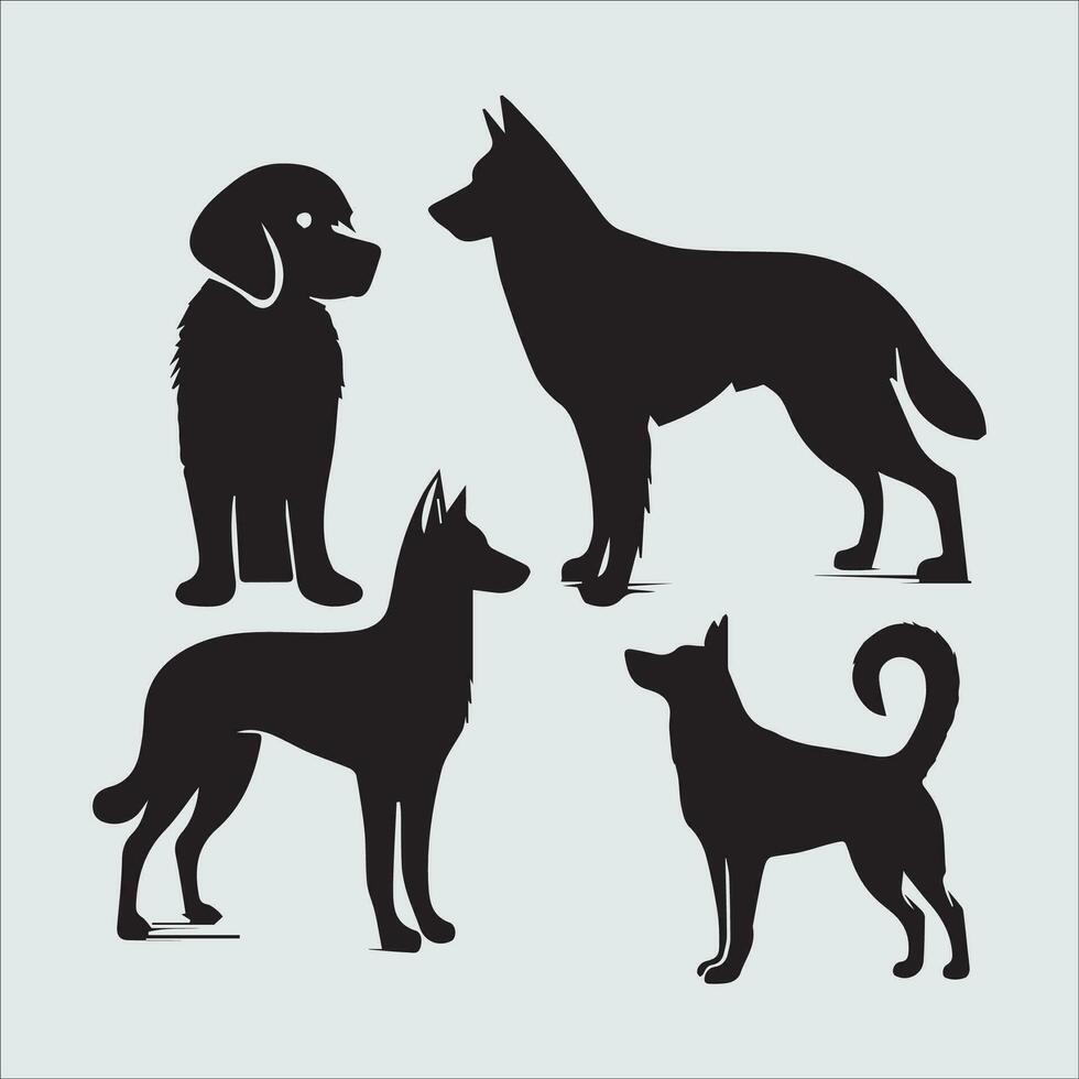 conjunto do Preto cachorro silhuetas em uma branco fundo, vetor ilustração