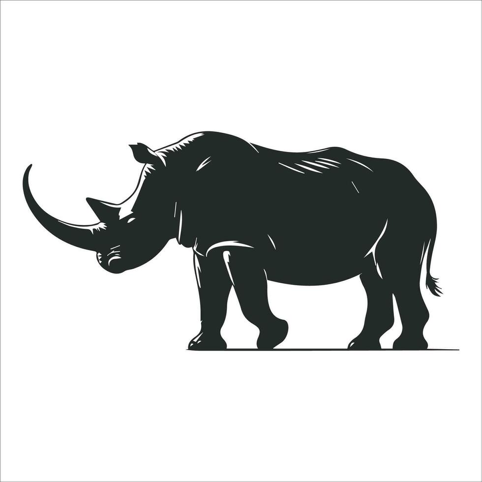 rinoceronte silhueta em branco fundo, vetor ilustração