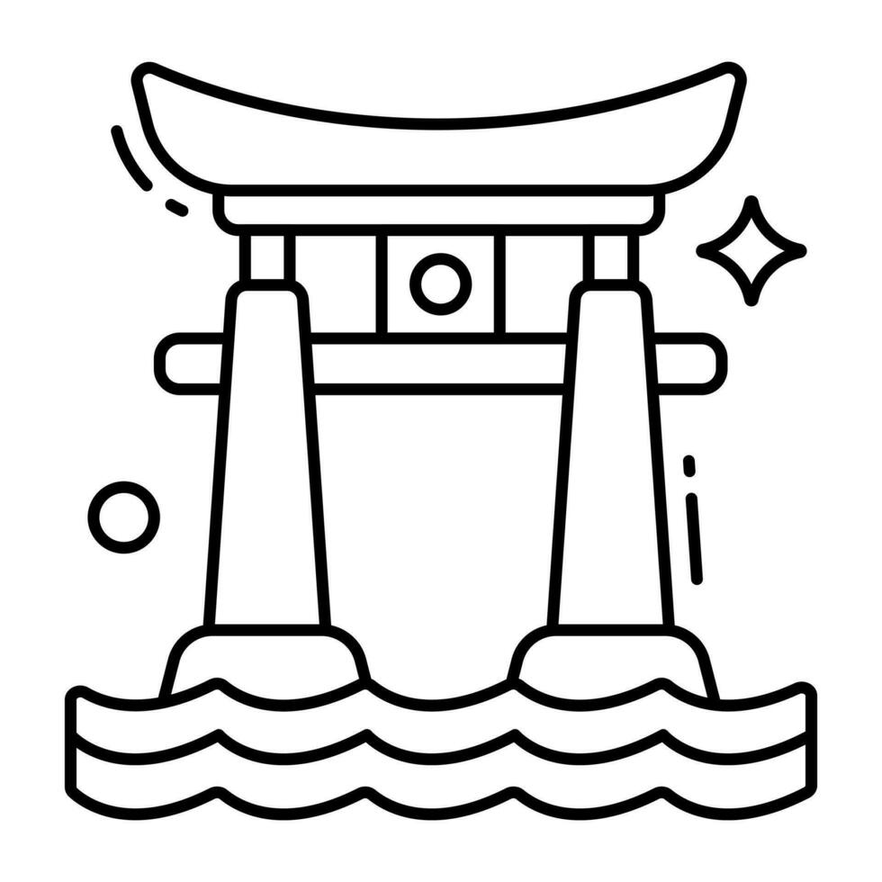 uma linear Projeto ícone do torii portão vetor